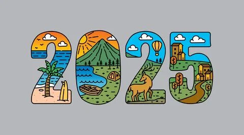 2025 typography design vector, for t-shirt, poster and other uses Stock Illustration