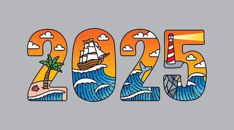 2025 typography design vector, for t-shirt, poster and other uses Stock Illustration