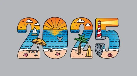 2025 typography design vector, for t-shirt, poster and other uses Stock-Illustration