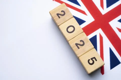2025, Union Jack with date block Stock Photos
