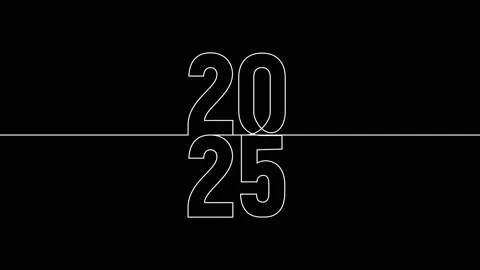 2025 vertically year continuous line art animation on white black background Stock Footage 312544767