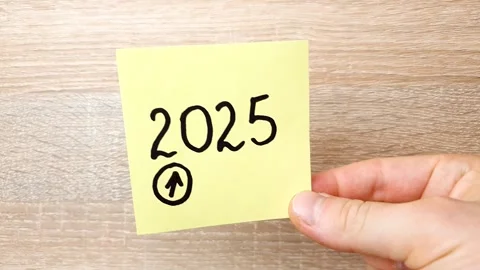 2025 writing in marker on a note sheet. 2025, numbers concept. Stock Footage 279605103