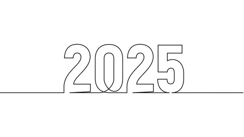 2025 year continuous single one line art drawing animation numbers video Stock Footage 313395646