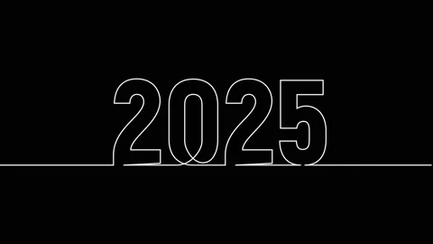 2025 year continuous single one line art drawing animation numbers video Stock-Footage 313395647