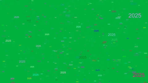 2025 year flying through elements with chromakey or green background Stock-Footage 295522691