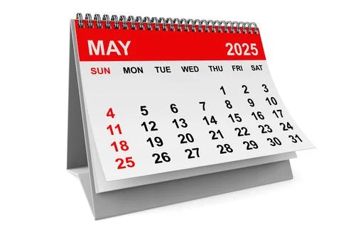 2025 Year May Calendar. 3d rendering Stock Illustration