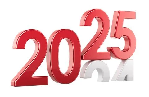 2025 Year Replacing 2024, 3D rendering Illustration