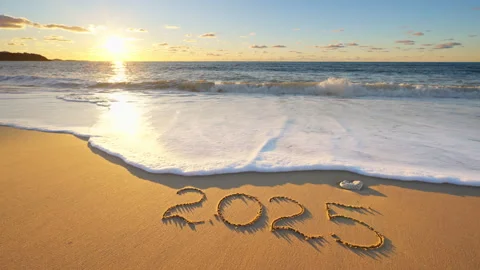2025 year on the sea shore Stock Footage 291379341