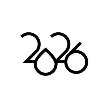 2026-01A stylized black vector graphic logo displaying the year 2026 in a m.. Stock Illustration