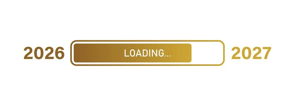 2026 to 2027 Gold Loading Progress Bar on White Minimal Background Stock Illustration