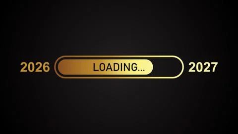2026 to 2027 Gold Loading Progress Bar on Black Background Stock Illustration