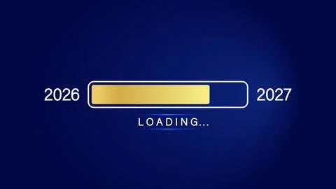 2026 to 2027 Golden Loading Progress Bar on Dark Blue Background Stock Illustration