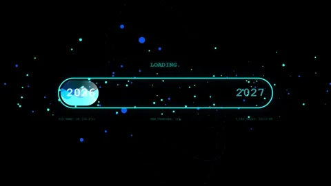 2026 to 2027 loading progress bar cyber tech animation loop Видео 345640493