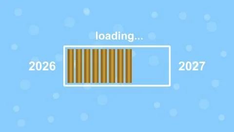 2026 to 2027 Loading Progress Bar with Barcode Concept on Blue Background V.. Stockillustratie