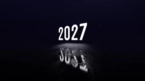 2026-2027. New Year concept animation over a shiny floor Stock Footage 341678847