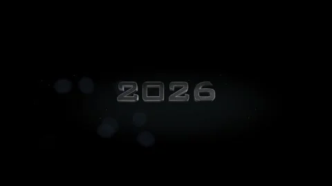 2026 3D title metal text on black alpha channel background Stock Footage 257348964