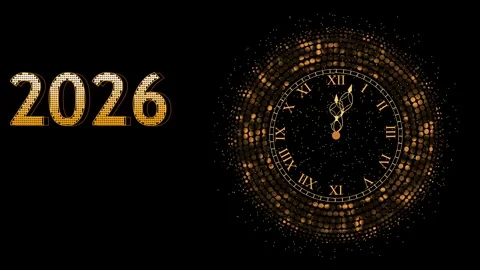 2026 achievement new year clock ring animation Stock Footage 328421131