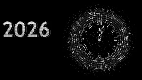2026 achievement new year clock ring animation Stock Footage 328421141