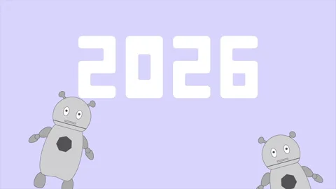 2026 and the grey robots Stock Footage 309003855