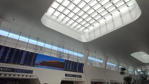 2026 Aug 02, Jiaxing. Low angle shot of modern train station concourse Stock Footage 344798701