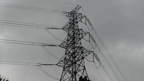 2026 Aug 09, Shanghai. Low Angle View of Tall Steel Lattice Electricity Stock-Footage 344522467