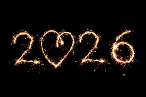 2026 background Sparkle firework sparkler on black background Stock Photos