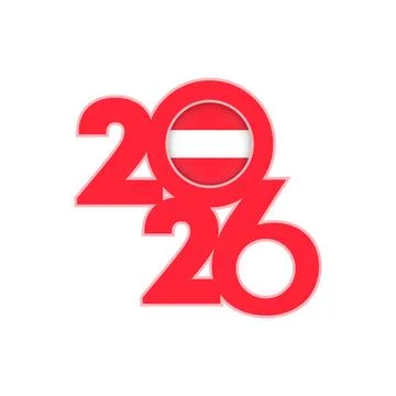2026 banner with Austria flag inside. Stock Illustration