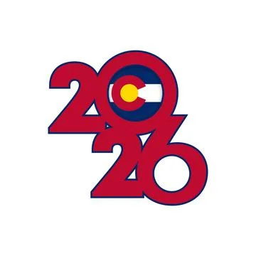 2026 banner with Colorado flag inside. Stock Illustration