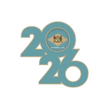 2026 banner with Delaware flag inside. Stock Illustration