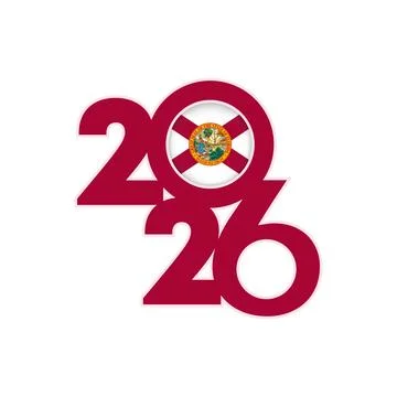 2026 banner with Florida flag inside. Stock Illustration