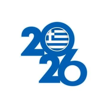 2026 banner with Greece flag inside. Stock Illustration