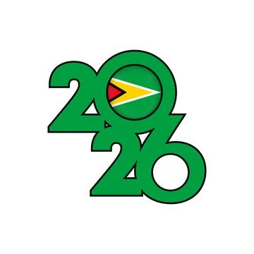 2026 banner with Guyana flag inside. Stock Illustration