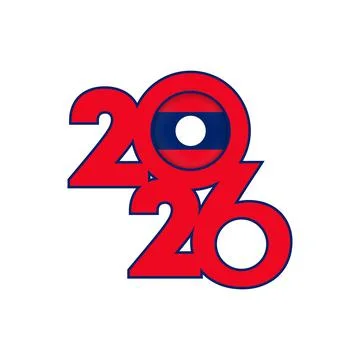 2026 banner with Laos flag inside. Stock Illustration