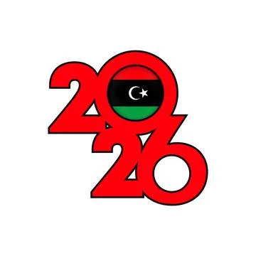2026 banner with Libya flag inside. Stock Illustration