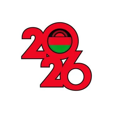 2026 banner with Malawi flag inside. Stock Illustration