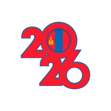 2026 banner with Mongolia flag inside. Stock Illustration