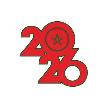 2026 banner with Morocco flag inside. Stock Illustration