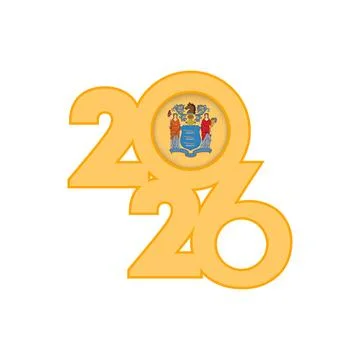 2026 banner with New Jersey flag inside. Stock Illustration