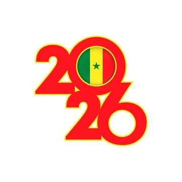 2026 banner with Senegal flag inside. Stock Illustration