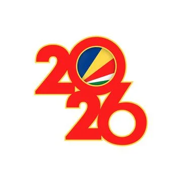2026 banner with Seychelles flag inside. Stock Illustration