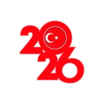 2026 banner with Turkey flag inside. Stock Illustration