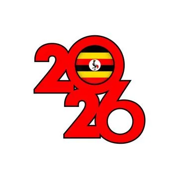 2026 banner with Uganda flag inside. Stock Illustration