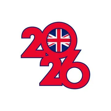 2026 banner with UK flag inside. Stock Illustration