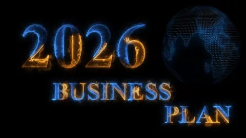 2026 Business Plan with Glowing Text and Globe Animation Видео 322964444