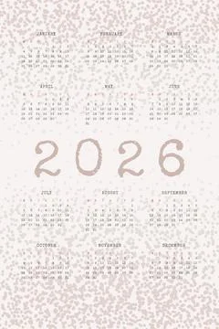 2026 calendar with typewritten text and textured noise Stock Illustration