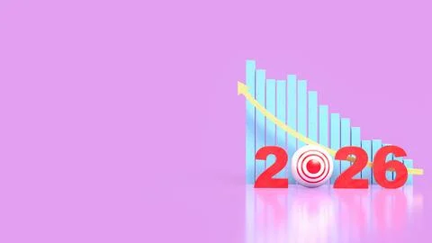 The 2026 Chart glow up for Business concept 3d Rendering. Stock Illustration