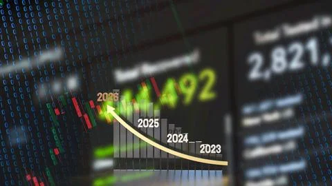 The 2026 Chart glow up for Business concept 3d Rendering. Stock Illustration