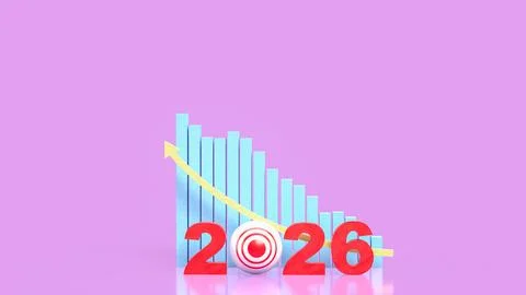 The 2026 Chart glow up for Business concept 3d Rendering. Stock Illustration