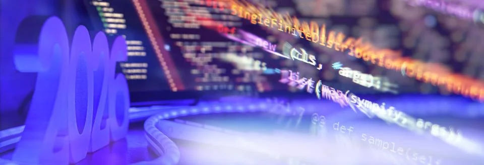 2026 coding trends and digital innovation concept Foto stock