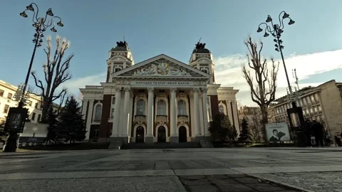 2026, Cold Day Timelapse of Ivan Vazov National Theatre in Sofia Stock Footage 325630205